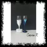 Copas de novios personalizadas en azul marino con corbata