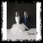 Copas de novios personalizadas en azul marino brillantes