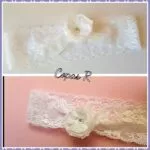 Liga encaje flor blanca pedrería