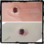 Pulsera dama de honor encaje rosa con rosa morada