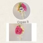 Prendido de novio con rosas rosa y crema y perlas