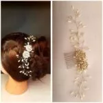 Tocado enredadera de perlas marfil con flor de cristal