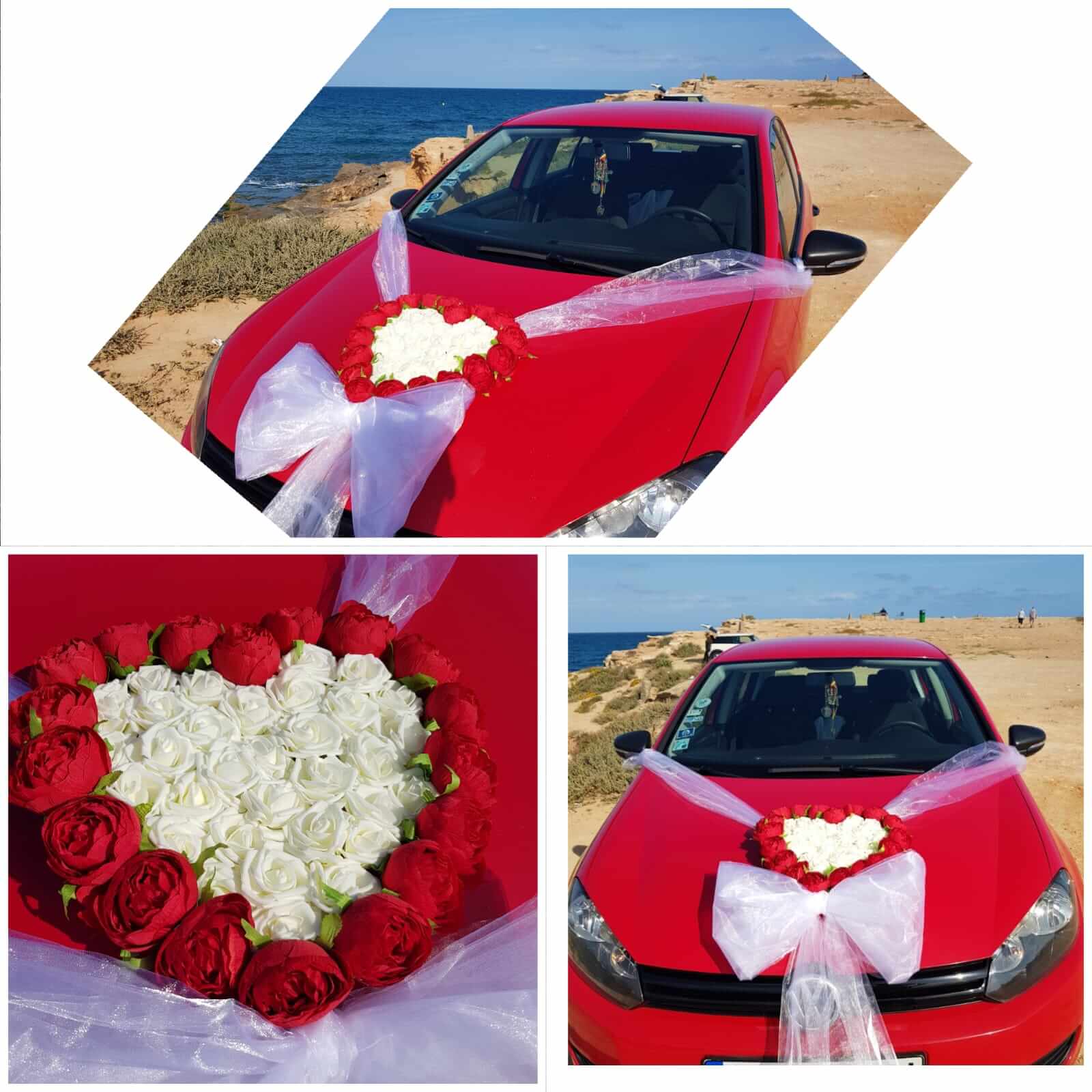 DecoraciÃ³n auto de novios  Decoraciones de coches de boda, Coches de boda,  Coches para bodas