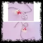 Pulsera de dama de honor plateada con colgante personalizado