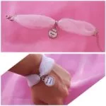 Pulsera dama de honor en tul rosa con medalla grabada