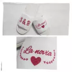 Zapatillas de novia personalizadas blancas con iniciales glitter