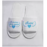 Zapatillas mamá de la novia personalizadas blancas en azul