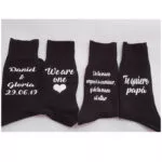 Calcetines personalizados negros con corazón y nombres