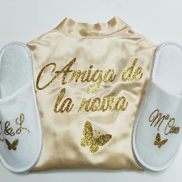 Bata y zapatillas personalizadas para novia – Modelo 30