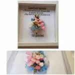 Cuadro Gracias Mamá flores preservadas rosa y azul