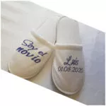 Zapatillas de novio personalizadas color crema azul marino