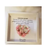 Cuadro Gracias Mamá ramo de claveles preservados