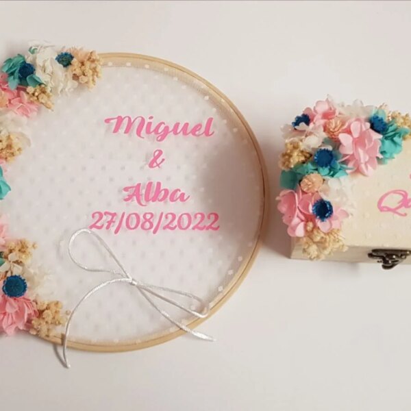 Bastidor porta alianzas + Caja para arras