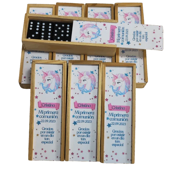Juego dominó de madera personalizado para comunión