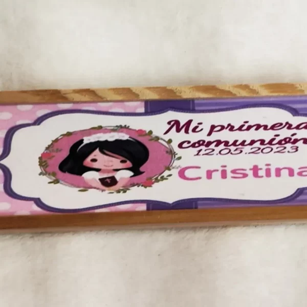 Juego Clásico de Dominó Personalizado en Madera para Comunión