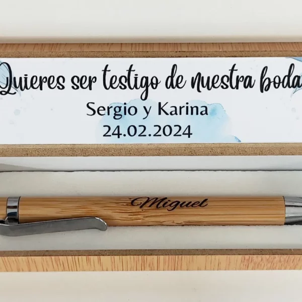 Bolígrafos con Caja para Pedir a Testigos de Boda