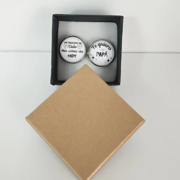 Gemelos personalizados "Te Quiero Papá" en caja negra