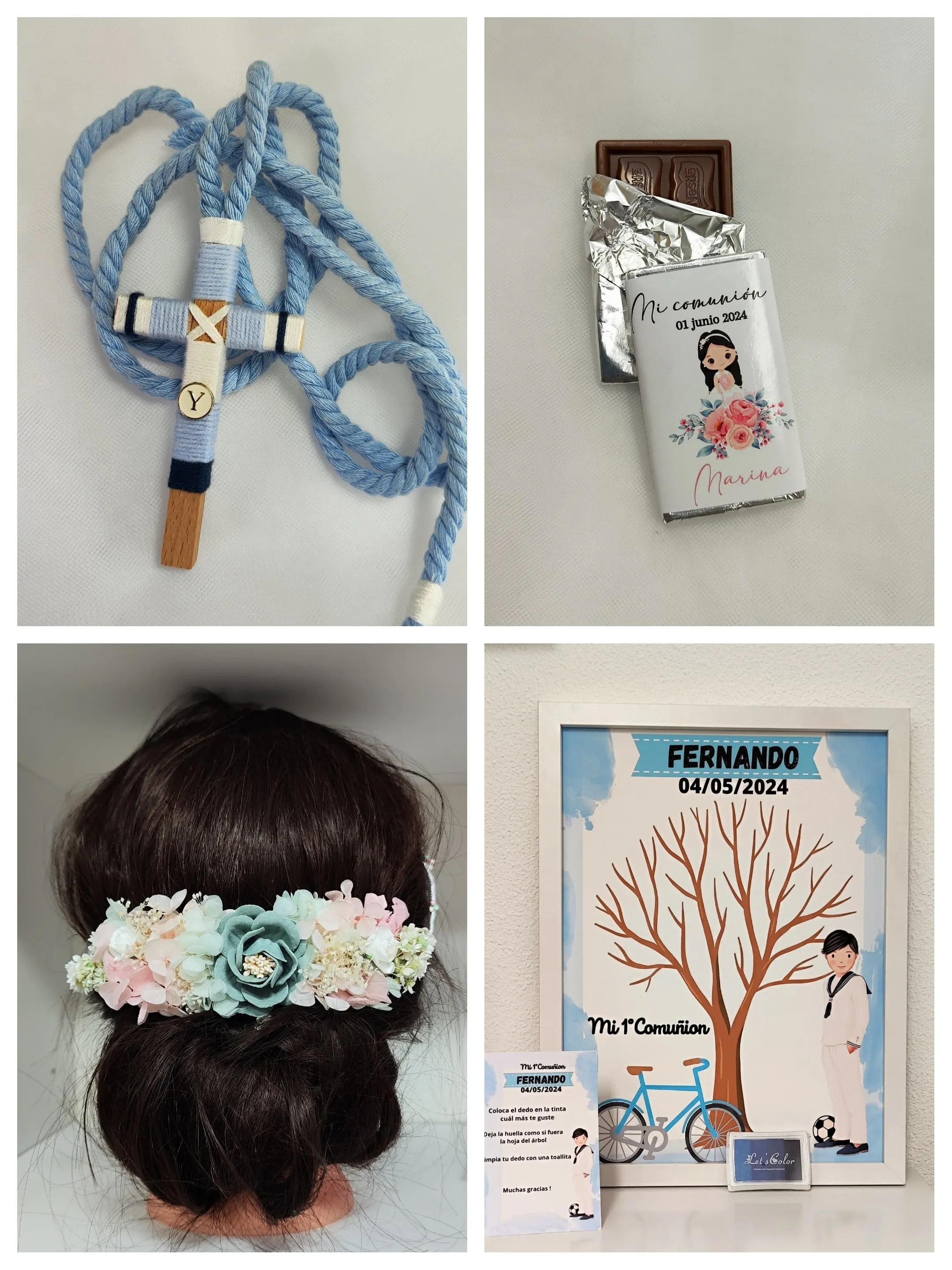 Regalos personalizados para Primera Comunión: cruces, perchas, llaveros y pulseras