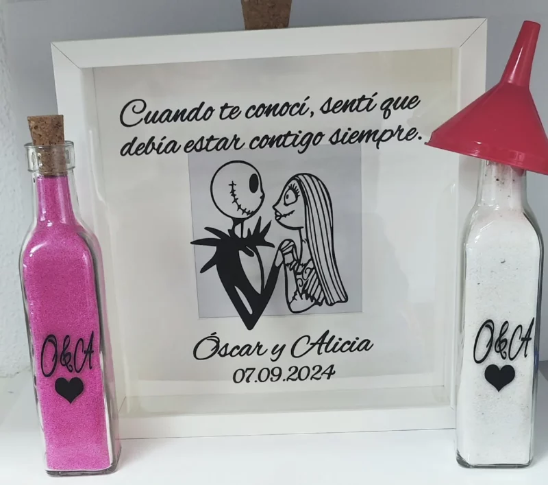 Cuadro ceremonia de la arena personalizado con la frase 'Cuando te conocí, sentí que debía estar contigo siempre