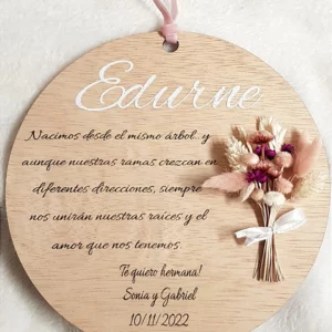 Placa de madera personalizada con grabado láser para hermanas