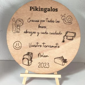 Placa de madera personalizada con grabado láser para maestras o cuidadores