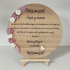 Placa de madera personalizada con grabado láser para padres