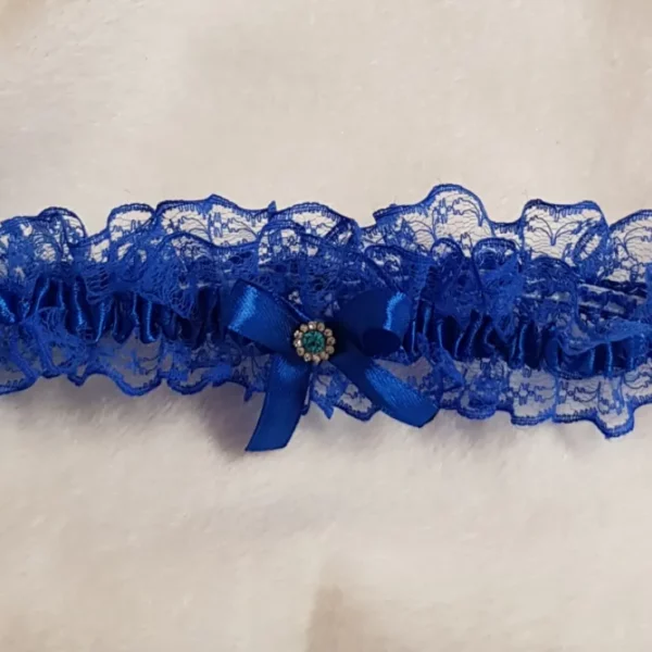 Liga de novia azul real con detalle decorativo
