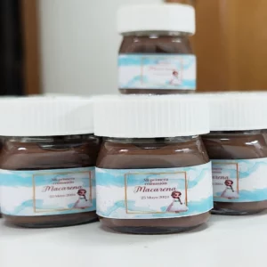 Mini Nutella personalizada para comunión, decorada con etiqueta personalizada.