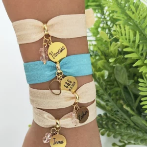 Pulsera elástica con grabado láser personalizado y caja opcional