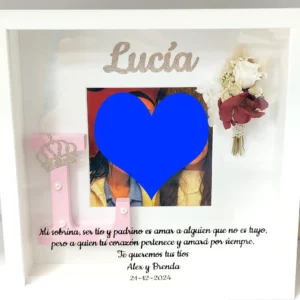 Cuadro de agradecimiento personalizado para sobrina con foto y dedicatoria.