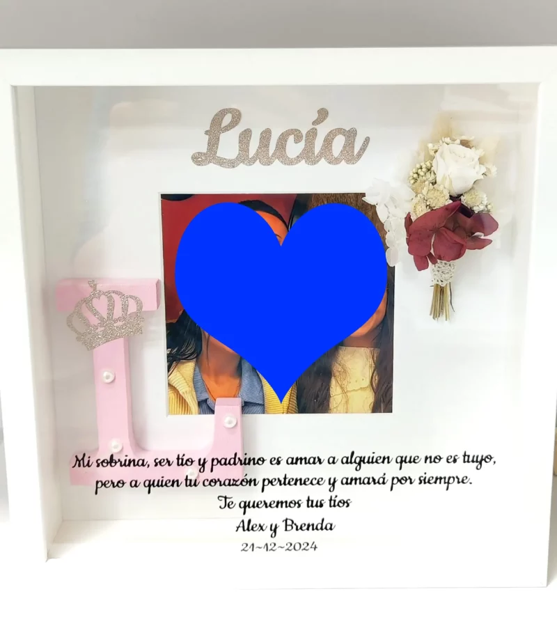 Cuadro de agradecimiento personalizado para sobrina con foto y dedicatoria.