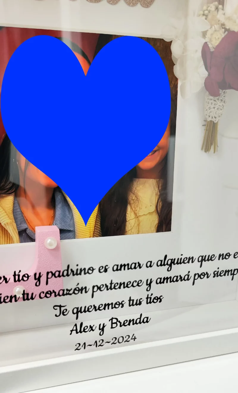 Cuadro de agradecimiento personalizado para sobrina con foto y dedicatoria.