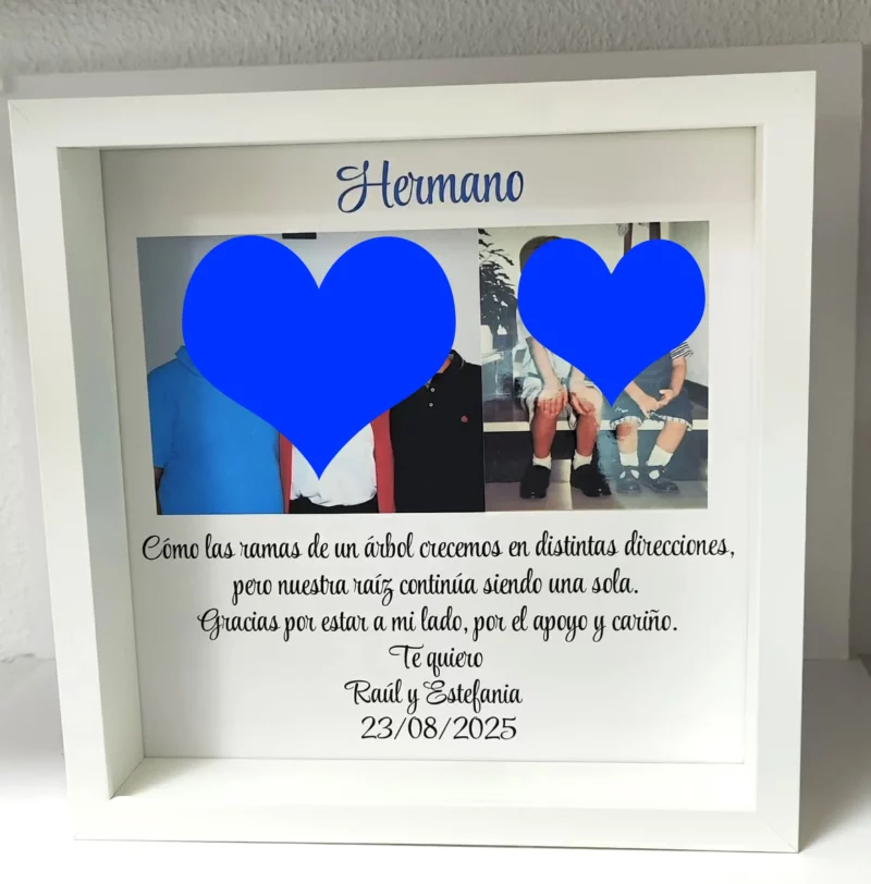 Cuadro de agradecimiento para hermano con foto y dedicatoria