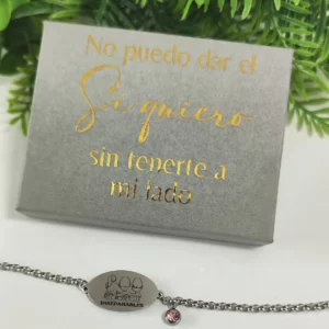 Pulsera de acero inoxidable con grabado fijo "Inseparables" para ami