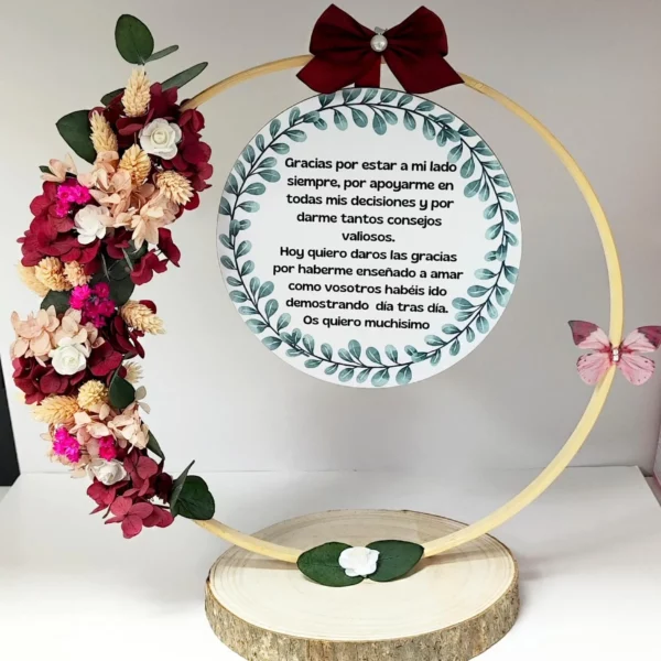 Aro decorativo con base natural y frase personalizada