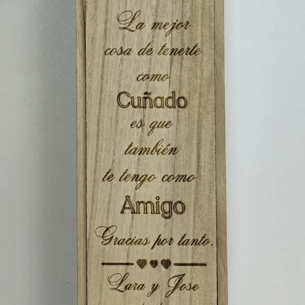 Caja grabada para cuñado con dedicatoria