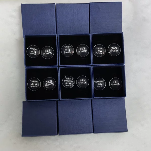 Gemelos personalizados con texto para boda