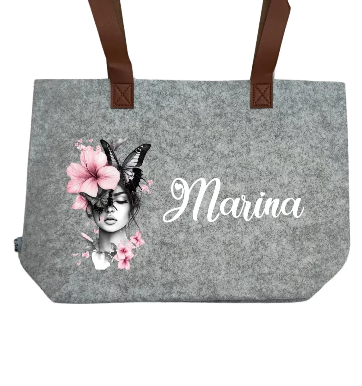 Bolso Fieltro Personalizado Floral con Nombre PorLaNovia