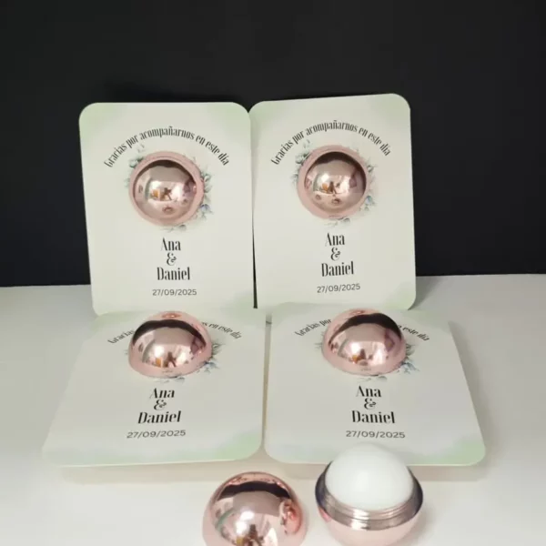 Bálsamo Labial Personalizado Boda Oro Rosa Espejo