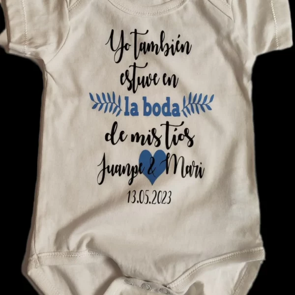 Body de bebé personalizado "Yo también estuve en la boda" manga corta