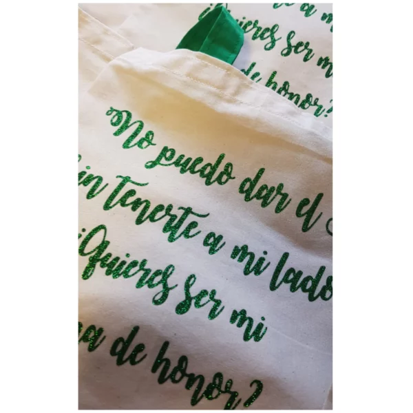 Bolsa algodón natural para damas de honor con texto personalizable
