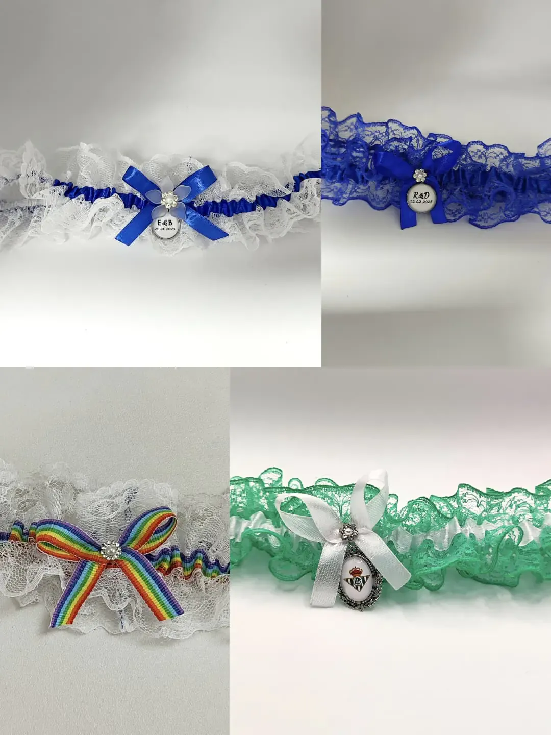 ligas de novia personalizadas en varios colores y estilos