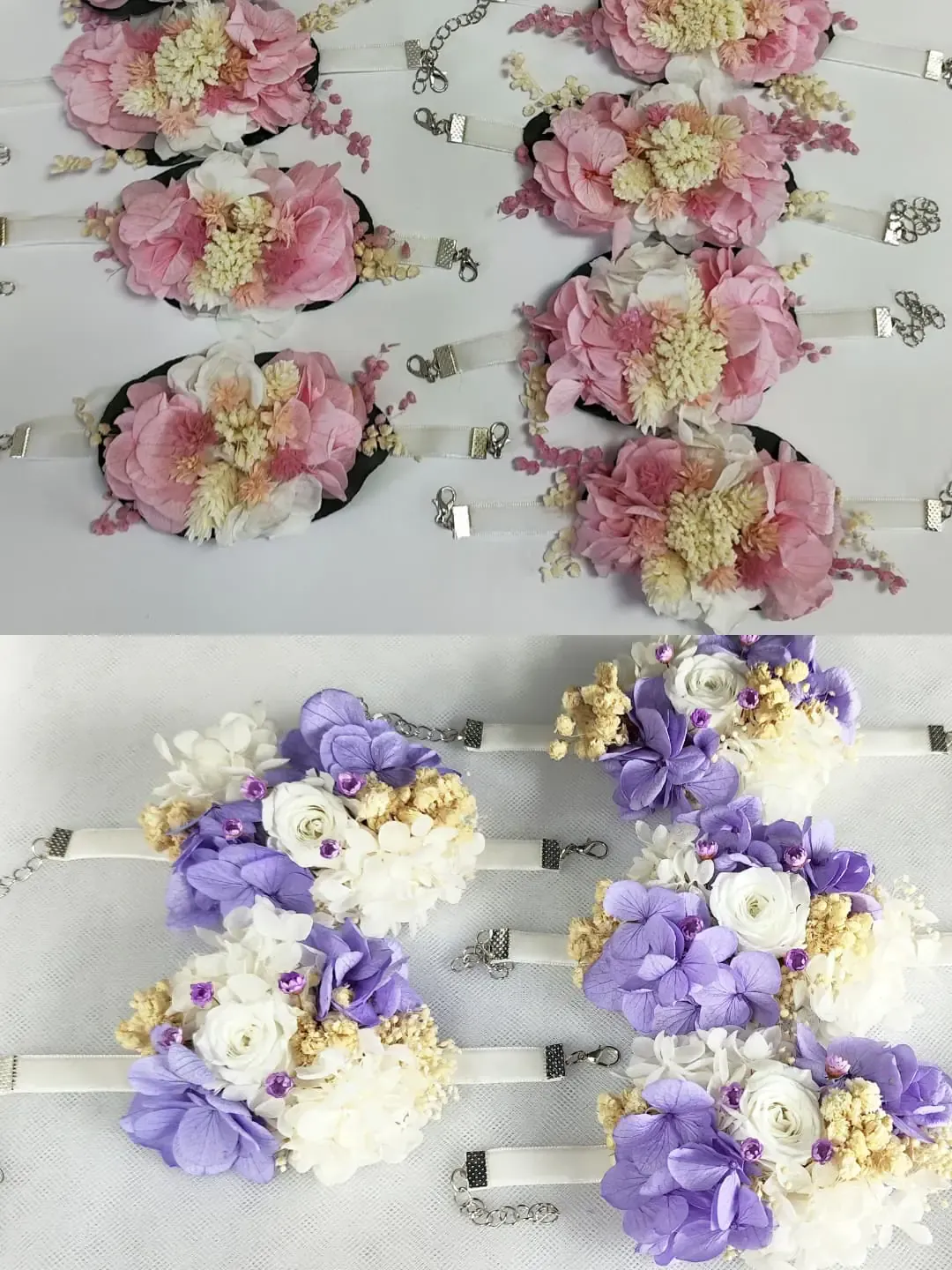 Pulseras para damas de honor con flores y diseños personalizados