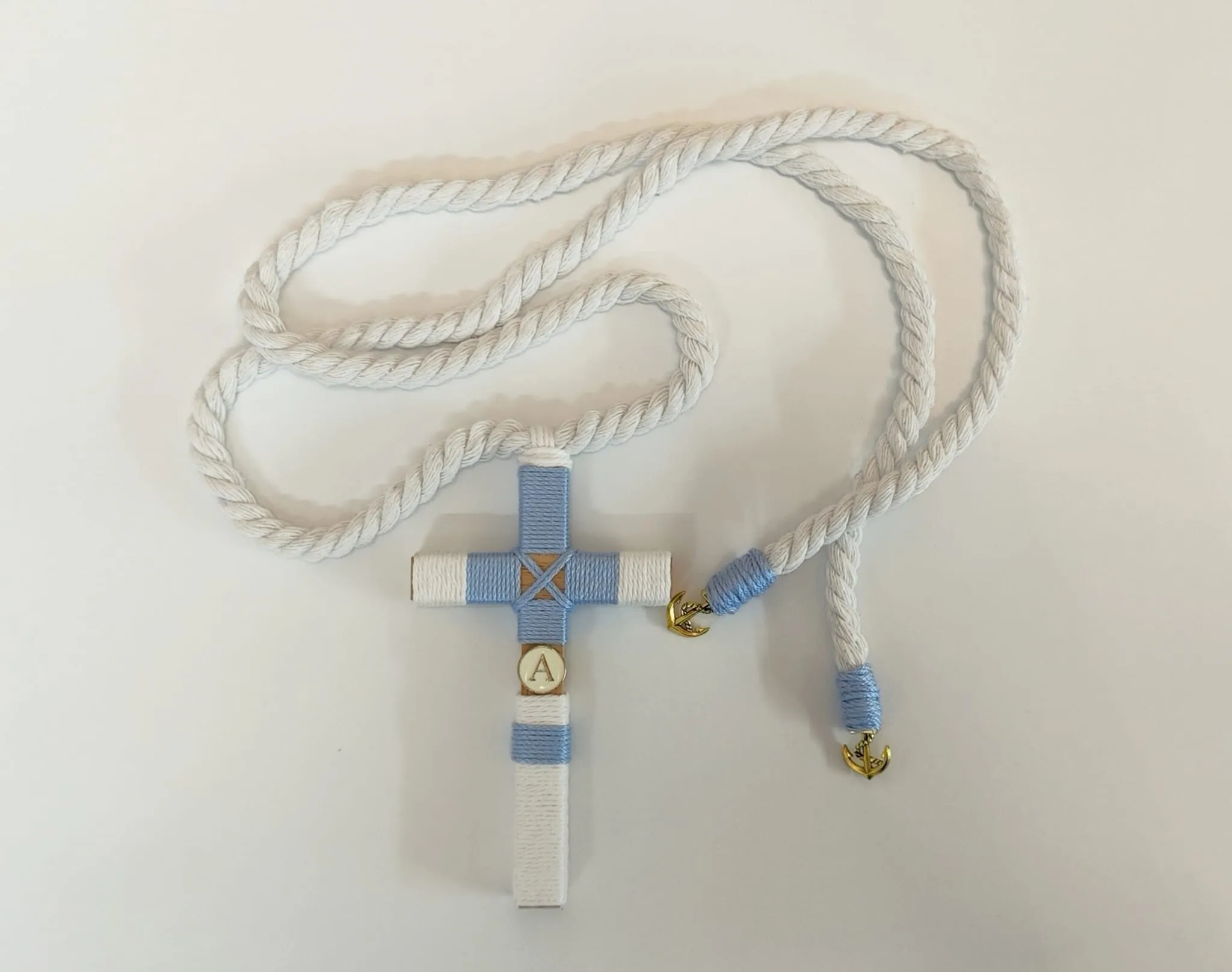 cruz comunión niño azul celeste blanco detalle