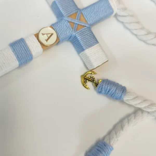 cruz de comunión niño azul celeste blanco anclas