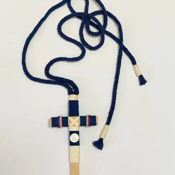 Cruz de Comunión para Niño Azul Marino, Beige y Rojo