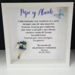 Cuadro Personalizado para Abuelos Primera Comunión con Flores Azul