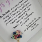 Cuadro Personalizado para Abuelos Primera Comunión con Flores Rosa