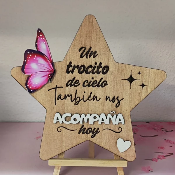 estrella madera grabada láser un trocito de cielo