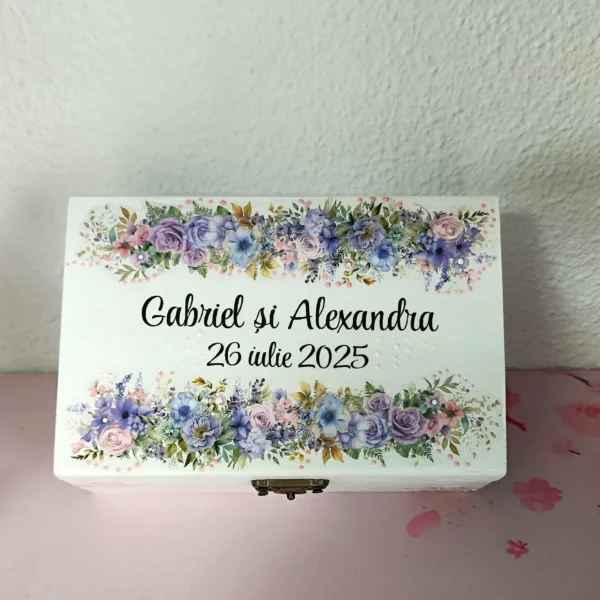 Porta alianzas personalizado de madera blanco